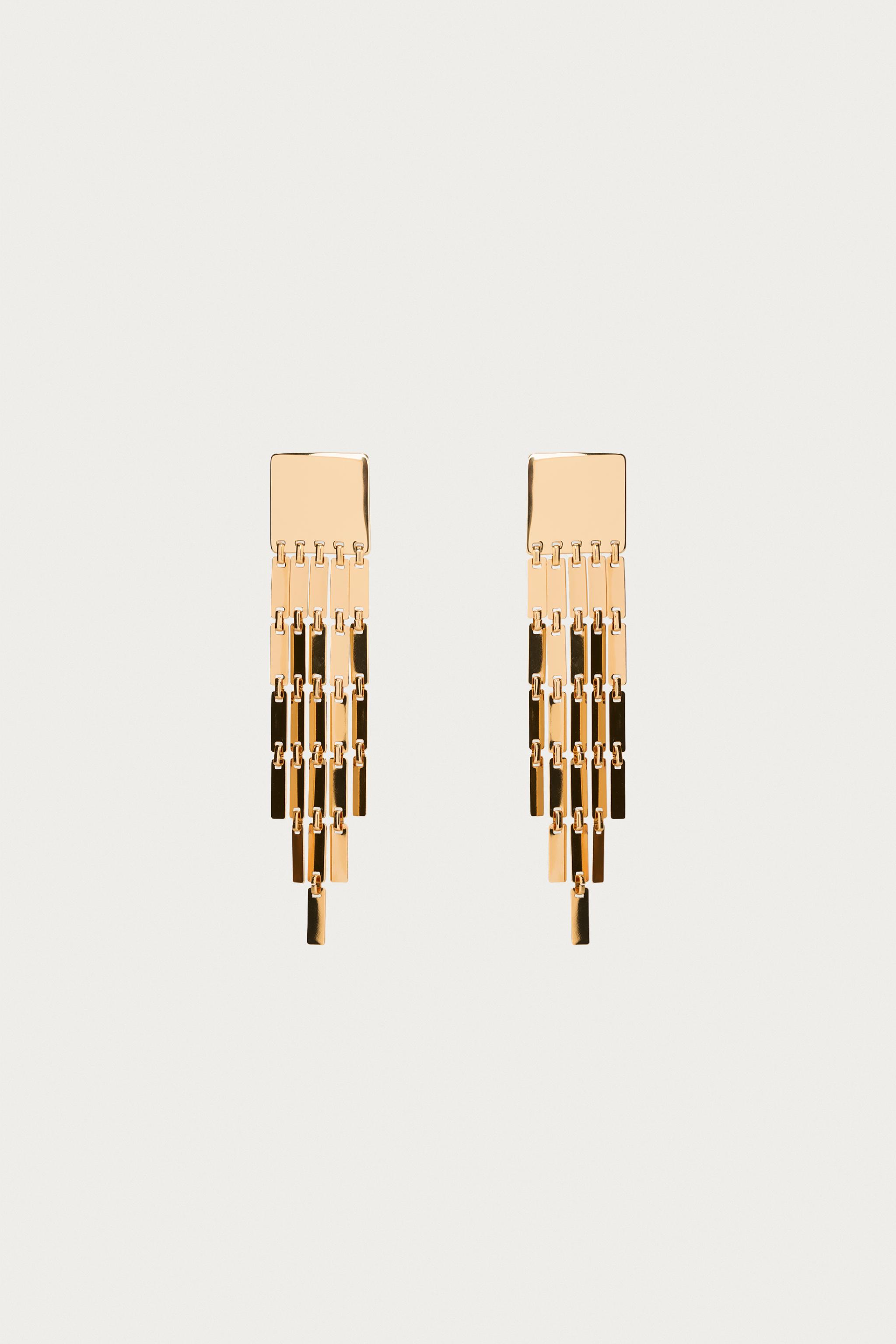 MARISA BERENSON X ZARA FRINGED SQUARE EARRINGS
